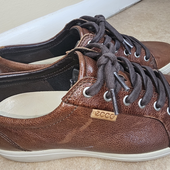 ECCO Men's Brown Leather Sneakers EU 42 US 8 Casual Lace-Up Shoes - Picture 5 of 10